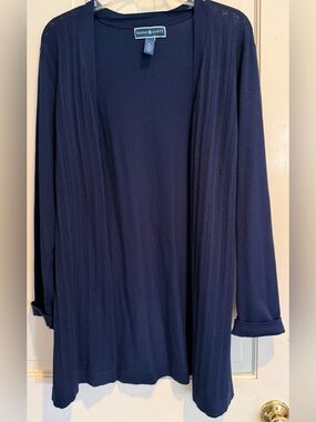 Karen Scott Navy Open Front Cardigan